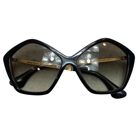 Miu Miu Accessories - MIU MIU SMU11N Sunglasses Pentagon Black Gold Gray Gradient